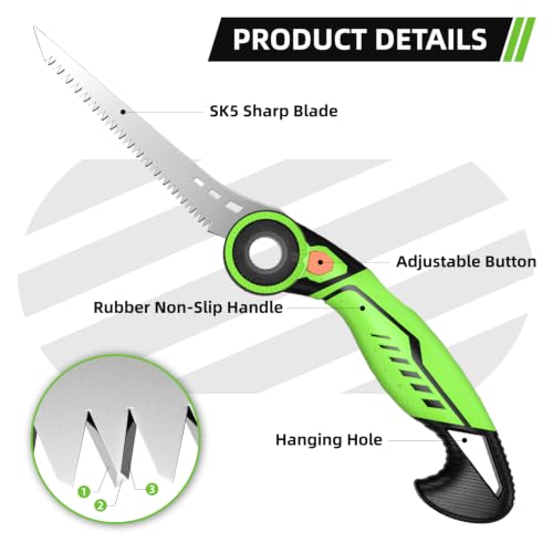 14Inch Folding Hand Saw,Heavy-Duty Pruning Saw with SK5 Extra-Long Blade - size: 14