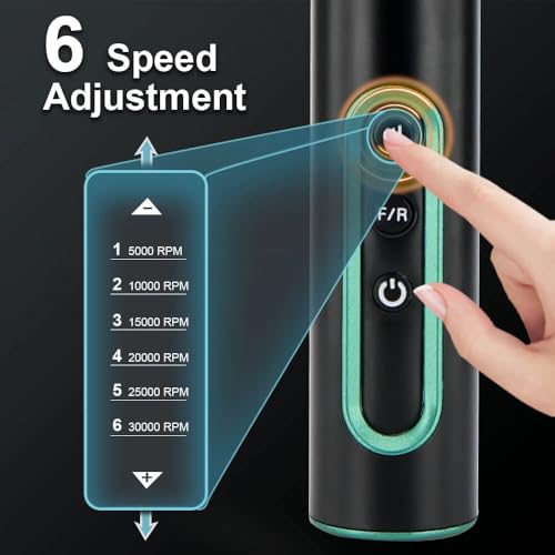 Hanboost S2 5V Electric Cordless Rotary Tool - LED Display 54 Accessories 6-Speed 1100mAh 30000RPM 200gcm USB C Torque Silent Motor for Carving, Polishing, Grinding, Drilling, DIY Crafts & Pet Care