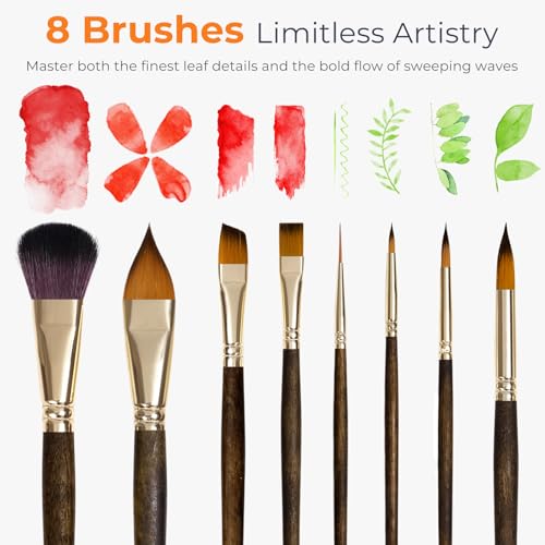 Nicpro 8Pcs Watercolor Paint Brushes Professional, Travel Paint Brush Set - size: 8 PCS