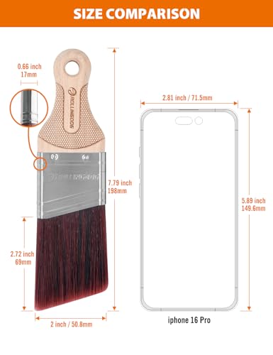 ROLLINGDOG 2 Inch Short Handle Trim Brush - color: Wooden Handle(pack of 1)