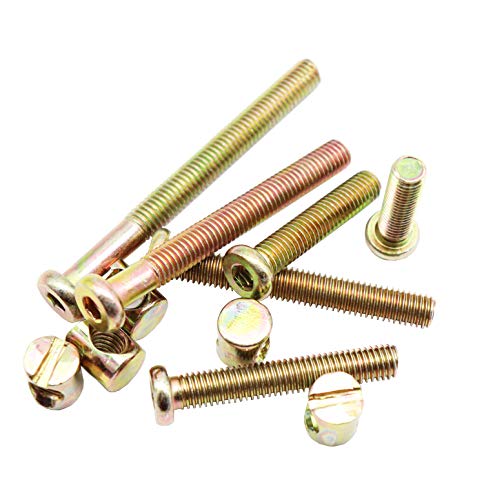 30-Set M8 Crib Screws, binifiMux 60pcs Hex Key Drive Socket Cap Crib Bolts Barrel Nuts, M8 x 30mm/ 40mm/ 50mm/ 60mm/ 70mm/ 80mm Furniture Bolt and Barrel Nuts Assortment Kit