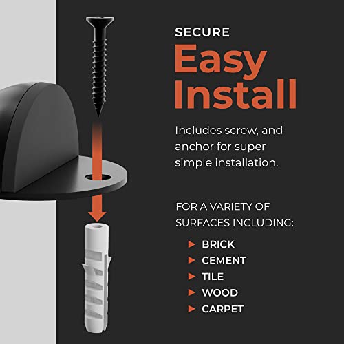 Stainless Steel Rubber Floor Mounted Hemisphere Door Stopper NYCO Architectural Hardware-Heavy Duty Door Bumper for Wall Protection- Modern Universal Door Slam Stopper-1.7”x 0.9" (Black Finish)