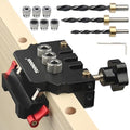 TOOLCOOL Self Centering Dowel Jig Kit Woodworking Doweling Jig Creates Edge Corner and Surface Joints with Drill Bits Steel Bushings Stop Collars for 6mm 8mm 10mm Dowel Pins