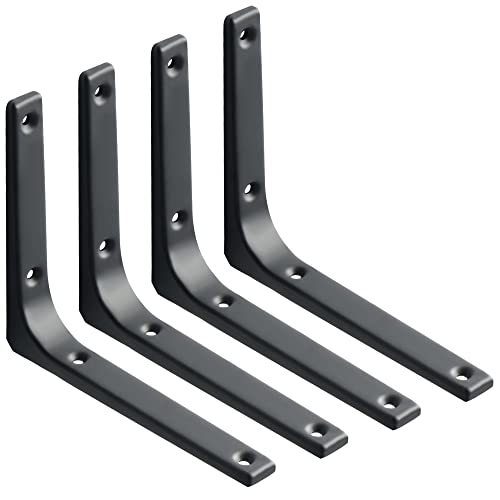 SAYAYO Wall Shelf Bracket Black, 6 X 5 Inch Heavy Duty L Bracket for Wood - color: Black, size: 6 x 5 Inch (4 PCS)
