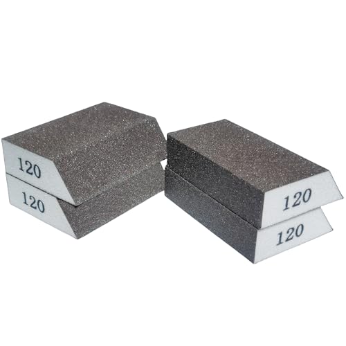 4 Pack 120 Grit Single Angle Sponge Sanding Block, Washable and Reusable Sanderpaper Hand Sanding Sponge for Wood Drywall Metal Home Sanding - style: 120 Grit