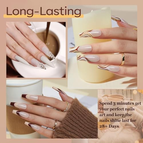 modelones Gel Nail Polish Set 6 Colors, Brown Nude Chocolate Glitter Black - color: A A1 Chocolate Cone