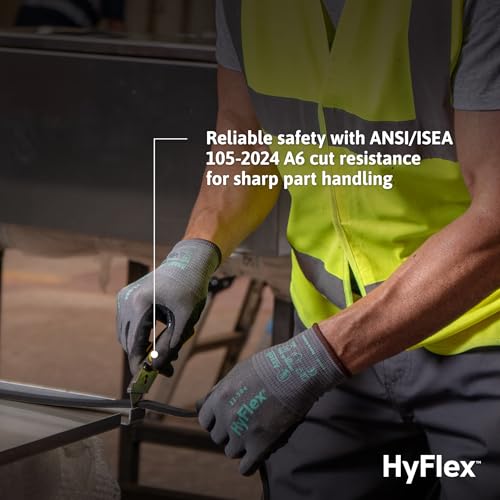Ansell HyFlex Cut Resistant Touchscreen Work Gloves with Aerofit Precision Comfort Technology - size: Size 9 (L), style: 1 Pair