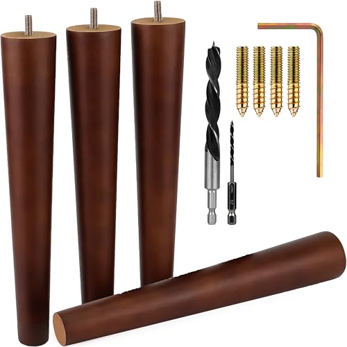 Airy Abode Premium Walnut Wood Furniture Legs (Full Install Kit) - Pick Your Size and Color - color: Brown, size: 12 Inches