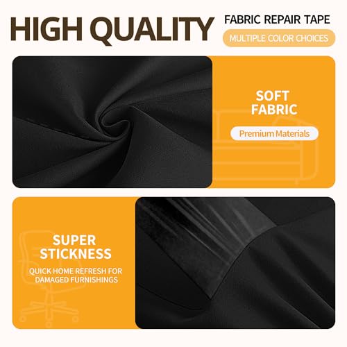 Fabric Repair Tape, 4"x 79" Self-Adhesive Linen Repair Tape Patch Kit Black - color: Black, size: 4" x 79"