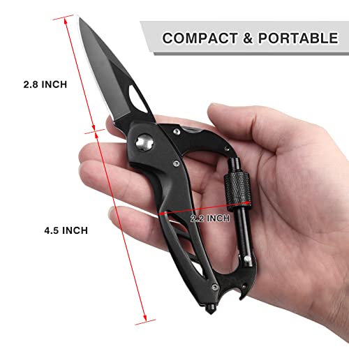 FUNBRO Multitool Carabiner with Pocket Knife, Bottle Opener - color: Black