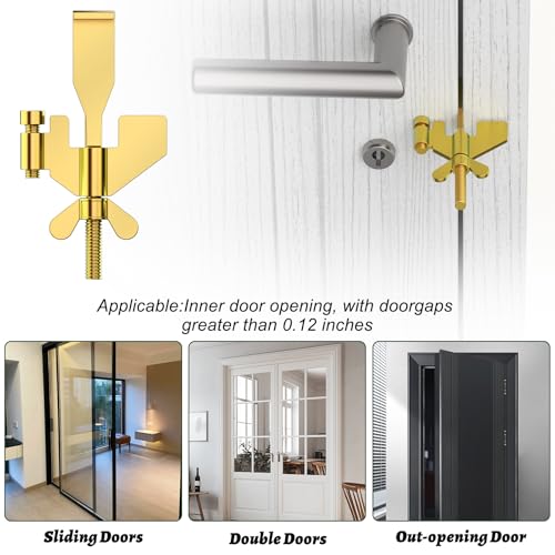 1 PCS Gold Portable Door Lock,Heavy-Duty Portable Door Lock for Home, Travel, Hotels, Apartments