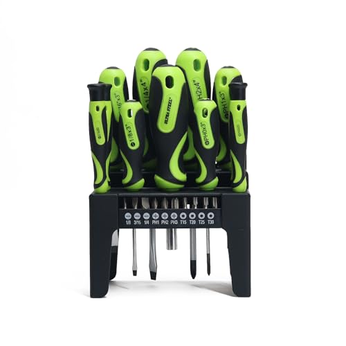 21PC Screwdriver and Bit Set, Plastic Storage Rack