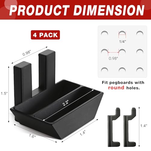 Zonon 4 Pcs Pegboard Scissor Holder Double Hole Black Plastic Hangers - color: Black, size: Double Hole
