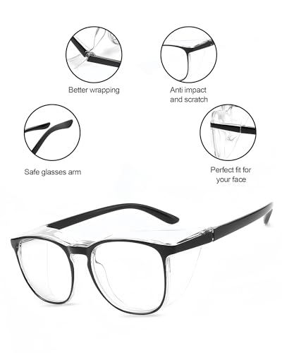 Safety Glasses Goggles for Women Girls Anti Fog Protective Eyewear Glasses - color: 1 Pack: Black