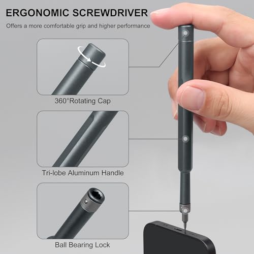 SHARDEN Precision Screwdriver Set for Electronic Repair 49 in 1 | Small Screwdriver Set, Magnetic Repair Tool Kit for Laptop, iPhone, Cell Phone, PC, MacBook, Computer, PS5, Glasses, Watch - color: 49 in 1 Grey