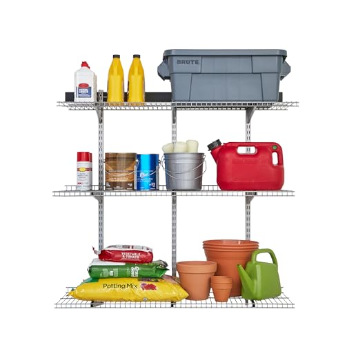 Rubbermaid Fasttrack Rail Storage 48"x16" 3-Shelf Kit, 350 lbs. Per Shelf, for Home/Garage/Shed/Workshop Organization - size: 48" Shelf