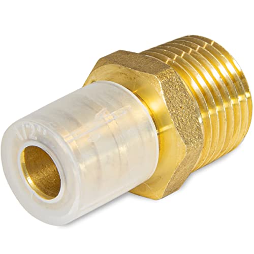 2 piece EFIELD Brass Expansion Pex A 1/2" x 1/2" Male NPT Adapter Fitting - size: 1/2" x 1/2" (Brass, Pack of 2)