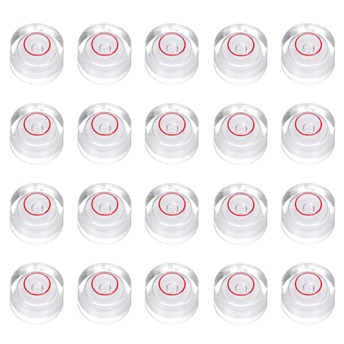 HARFINGTON 20pcs Circular Bubble Spirit Level 10x6mm Mini Round Bubble Spirit Level Little Measuring Layout Tools for TV Industrial Carpentry Picture Frame, White/Red - color: White/Red, size: 10x6mm
