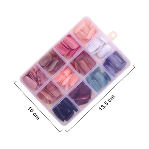 288Pcs Press On Nails Short Square Fake Nails Press Ons Set, Solid Color Acrylic Glue on Nail Reusable Full Cover Glossy Artificial Nail Kit False Nail for Women Manicure 12 Pack - color: Style-18