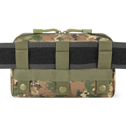 FRTKK Tactical Molle Admin Pouch Utility Laser Cut EDC Tool Pouch Bag Horizontal Modular Pouches Include US Flag Patch and Keychain - color: Digital