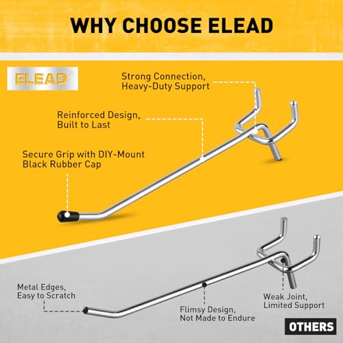 ELEAD 105-Piece 4 Inch Pegboard Hooks, Heavy Duty Peg Board Organizer Accessories, Peg Board Tool Hangers Fit for 1/4" and 1/8" Pegboard Hanging Tools Garage, Workshop, and Craft Storage - style: 105-Piece 4 Inch