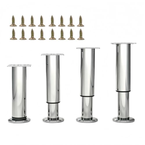 4Pcs Adjustable Silver Metal Furniture Legs 7.08-11.9Inch Cabinet Desk Sofa - color: Silver, size: 7.08"-11.9"-Set of 4