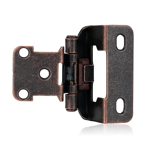 Oil Rubbed Bronze Kitchen Cabinet Hinges, 1/2” Overlay, 4 Pack - color: Oil Rubbed Bronze