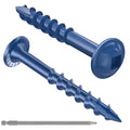 #8 Pocket Hole Screws 1-1/4 Inch, 100Pcs Coarse Thread Wood Screws, Square Drive, Washer Head, 4-Layer Coating, Drive Bit Included (Blue) - color: Blue, size: #8 x 1-1/4"