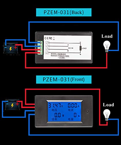 HiLetgo DC 6.5-100V 0-20A LCD Display Digital Ammeter Voltmeter Multimeter Current Voltage Power Energy Battery Monitor Amperage Meter Gauge with Built-in Shunt - style: DC 6.5-100V 0-20A