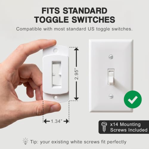 Light Switch Cover Guard (6 Pack, Toggle) – Child Proof Light Switch Lock & Switch Guard – Prevents Kids from Turning Lights On/Off – Easy Install Wall Switch Protector, White
