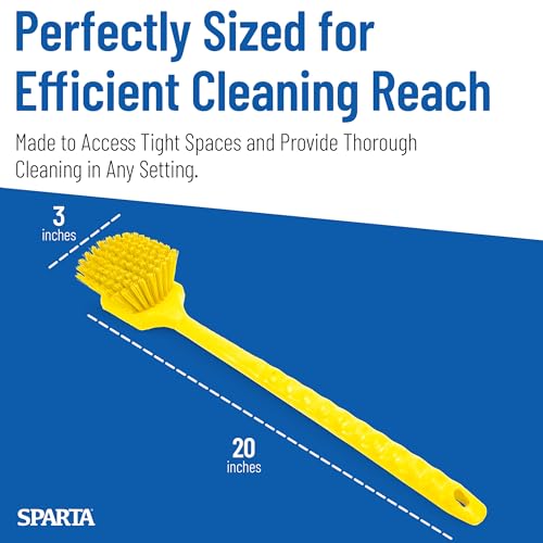 SPARTA 20 Inch Floater Scrub Brush, Polybutylene Bristles, Yellow