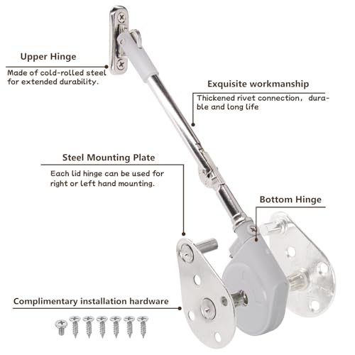 HBL' 2 Pack | Tension Adjustable Soft Close Hinges for Toy Boxes - size: 2 Pack