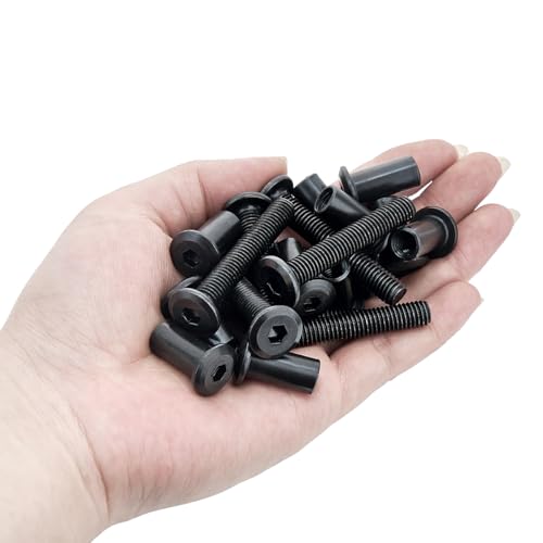 25 Pcs M8x50mm Black Furniture Bolt Cabinet Connector Screws for Furniture - size: M8x50mm