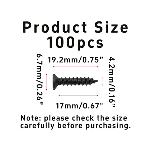 100PCS #8 x 3/4" Black Phillips Flat Head Wood Screws Carbon Steel Self-Tapping Fasteners for Indoor Furniture Woodworking DIY Projects Cabinet Assembly Hardware - size: #8 x 3/4"