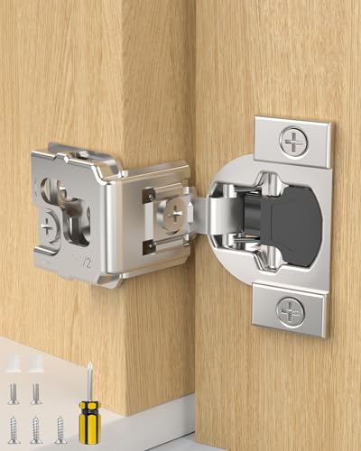 Onemake 80 Pack 1-1/2" Overlay Face Frame Soft Close Cabinet Hinges, 105° Concealed Hinge, Smooth Slow Self Closing, 3D Adjustable, Hidden Hardware Replacement for Kitchen, Wardrobe, Cupboard Door - size: 1-1/2"