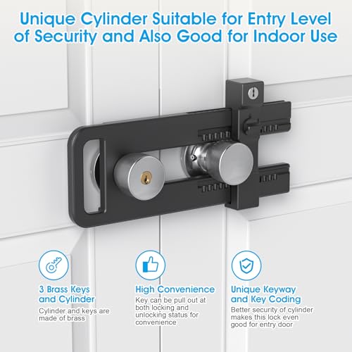 AST French Door Lock for Double Doors, Adjustable, 3 Brass Keys, Key Alike - style: Matte Black with Keyed Alike