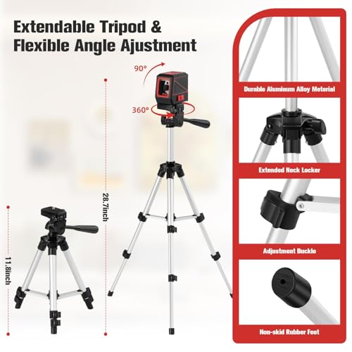 Laser Level with Tripod, 100Ft Green Cross Line Rotary Laser Tool