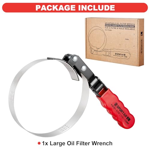Spurtar Large Oil Filter Wrench Adjustable Swivel Oil Filter Removal Tool - size: Large: 4-9/16" - 5-1/4"