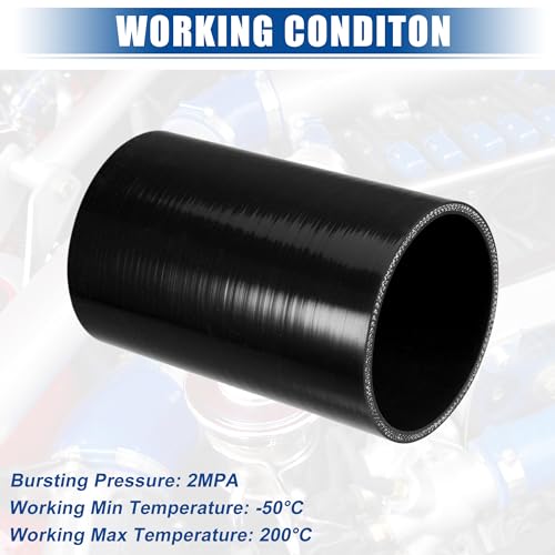 uxcell 3.5" ID 6" Length 4-Ply Reinforced High Temp Straight Coupler Silicone Reducer Hose Black for Car Intercooler Intake Piping - size: 3.5" ID