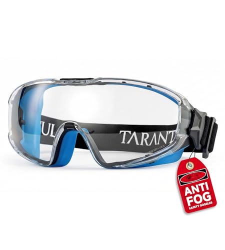 ANSI Z87.1+ Safety Goggles Over Glasses, Anti-Fog&Anti-Scratch UV380 Lenses - color: Clear & Blue