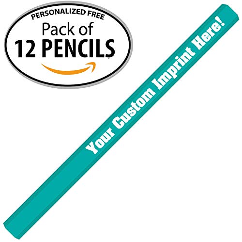 Express Pencils Lt. Turquoise Custom Carpenter Pencil Personalized with your Name, Logo or Message Pack of 12 - Made in USA (Lt. Turquoise) - color: Lt. Turquoise
