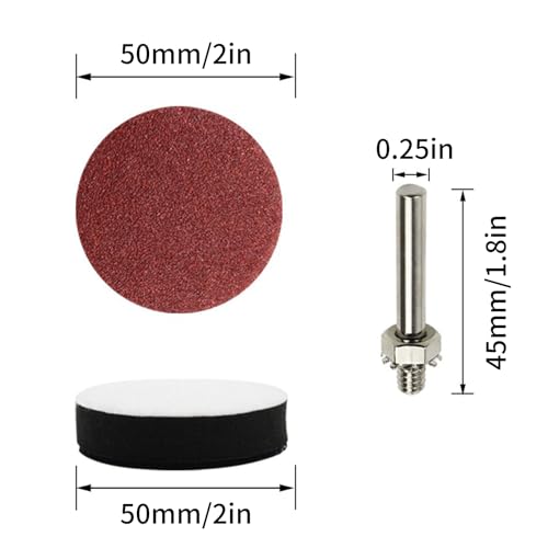 Coceca 100pcs 2 Inch Drill Sander Attachment with Backer Plate 1/4" Shank Sanding Discs Pad Kit Includes 80-3000 Grit Sandpapers