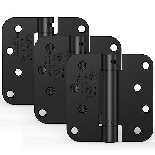 3 Pack 4 Inch Self Closing Door Hinges, Gloss Black - size: 4" (3 Pack)