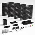 Magnetic Metal Pegboard Wall Organizer Kit, 4 Pack 10 x 10 in Panels Black - color: Black, size: 10"×10" - 4 Pcs