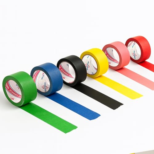 Colored Masking Tape, Colored Painters Tape for Arts and Crafts, Spray Painting, Masking and Protection,Art Supplies for Kids, 6 Rolls, 2Inch x 30Yards Total 180 Yards. (Multicolor) - color: multicolor