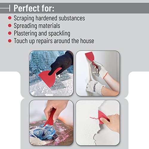 Bates- Plastic Putty Knife Set, 6 Pack Flexible Scrapers - color: Red, size: 1.5, 2, 3, 4, 5, 6 Inches, 6 Pack