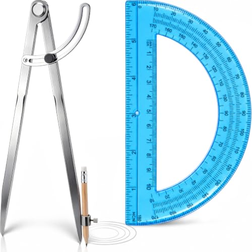 12 Inch Professional Compass for Woodworking with Wing & Protractor, Blue - color: Blue, size: 12 Inch