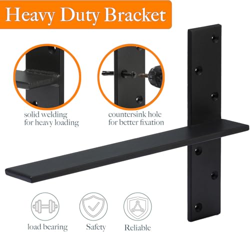 (2-Pack) Hanging T Shelf Bracket,Solid Heavy Duty Steel Knee Wall Hidden Granite Countertop Support Floating Bracket Hardware.Universal. 12" DIY Projects, Screws Included (T Shelf Bracket,12") - size: 12 Inch, style: 2 PACK