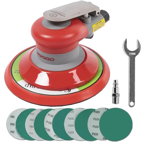 Pneumatic random orbital sander 6-inch light weight palm sander 3/16" (5 mm) diameter orbit 12000 RPM - style: 6in Non-Vacuum