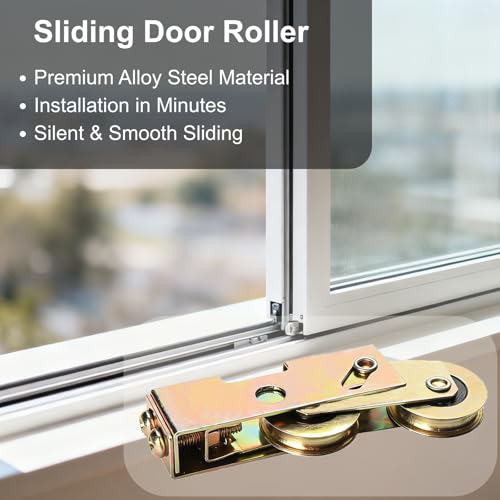 2 Pcs Sliding Door Rollers, Sliding Glass Door Rollers Replacement, Steel Ball Bearing Wheels Heavy-Duty Tandem Roller for Patio Door - color: 2 Pcs